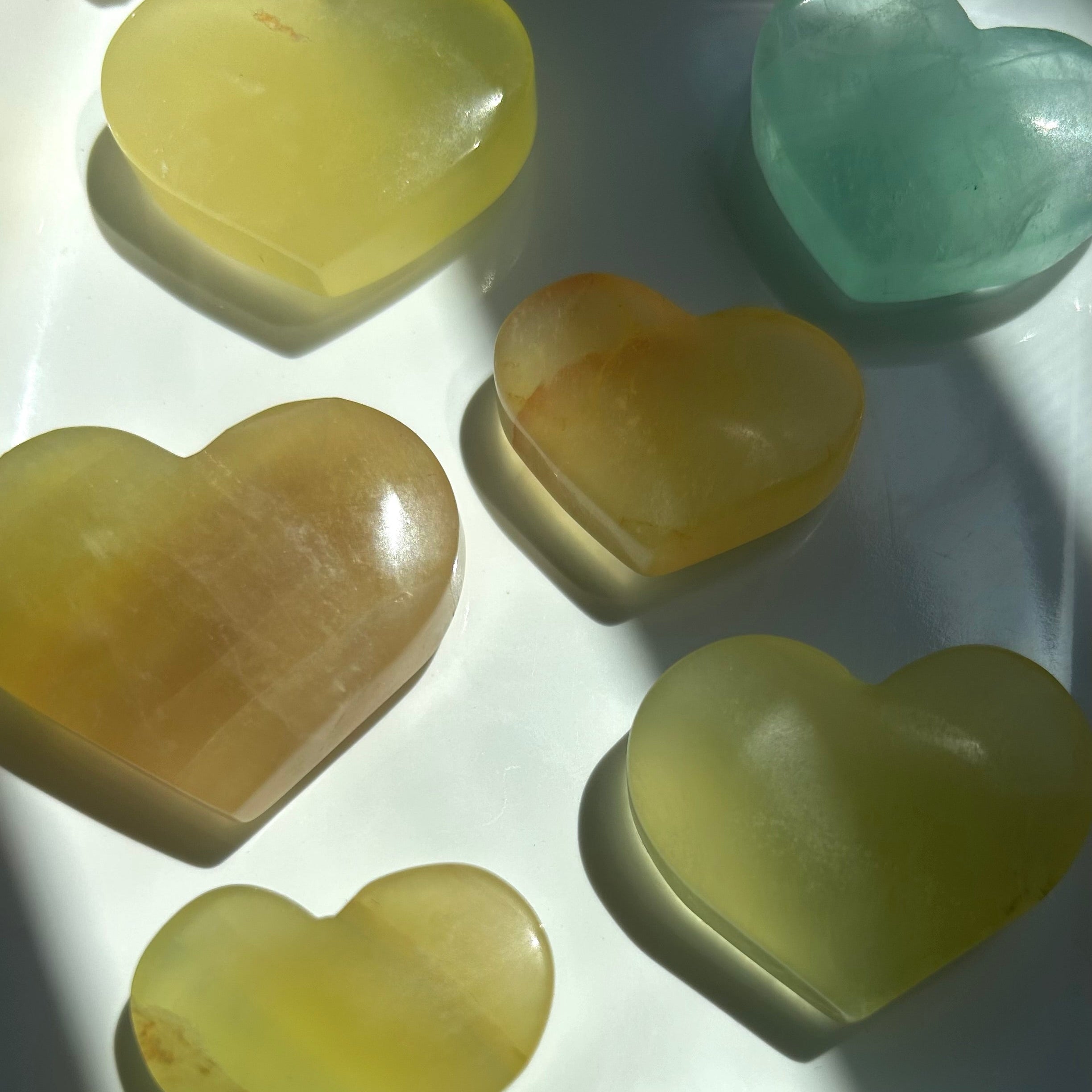 Yellow Fluorite Hearts